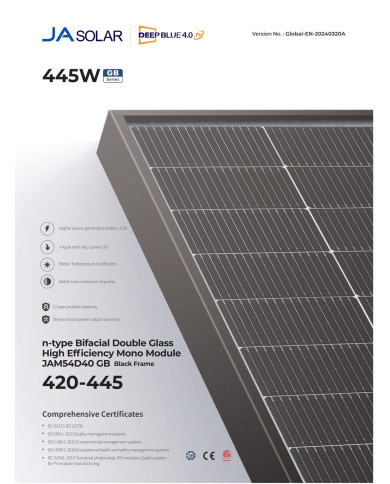ja solar jam54d40 bifacial 435w gb černý rám mc4 (n-type)