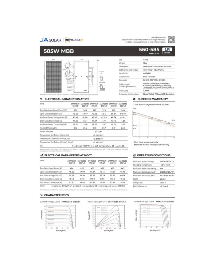 JA Solar JAM72S30-570/LR MC4-EVO2 570W Srebrni Okvir