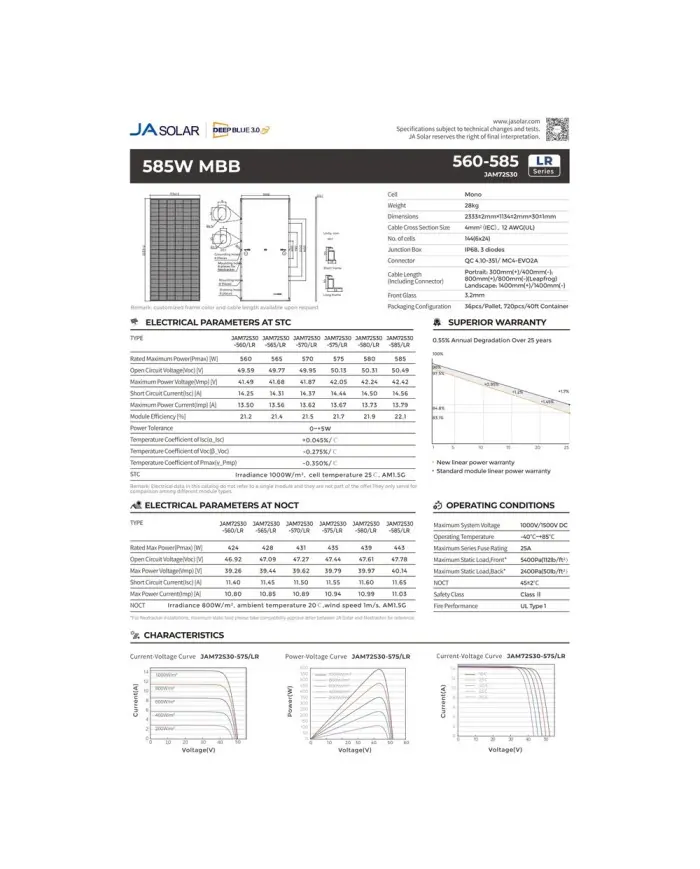 JA SOLAR JAM72S30-570/LR MC4-EVO2