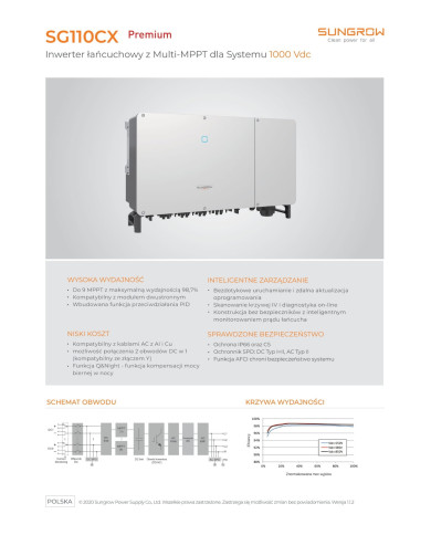 Sungrow SG110CX-V112 Inverter (AFCI, SPD, DC lüliti, PID)