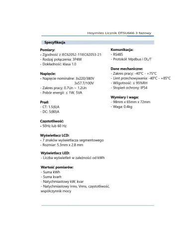 HOYMILES Compteur DTSU 666 avec transformateur CT 3 X 100A (triphasé)