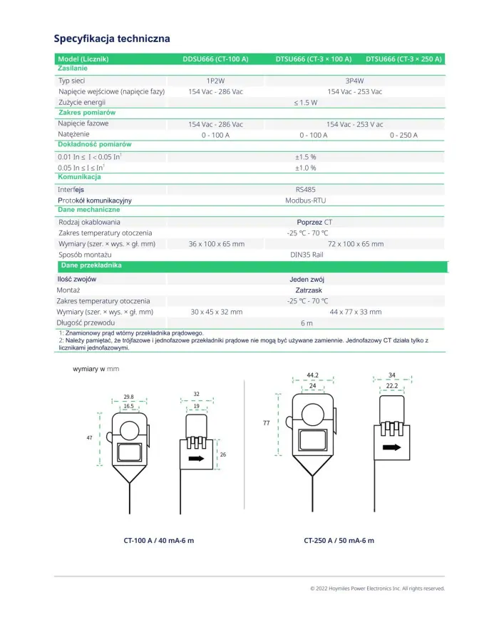 HOYMILES DTSU 666 Mätare med CT 3 X 100A (3-fas)