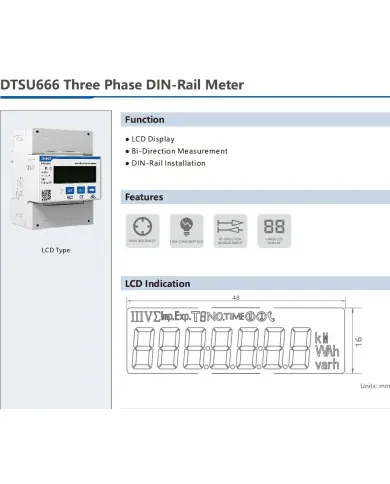 Chint DTSU666 Energy Meter - Three Phase, Bidirectional, Four Quadrant with Network Analyzer Functions
