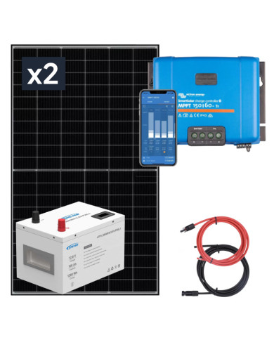 830W Solární panel a 100Ah LiFePO4 baterie