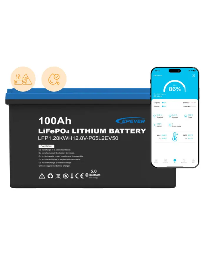 Epever LiFePO4 12.8V 100Ah IP65