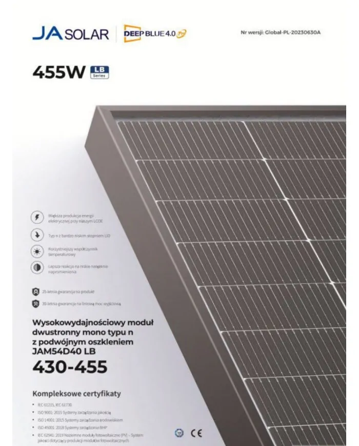 JA SOLAR JAM54D40 BIFACIAL 440W GB Zwart Frame MC4 (N-Type)
