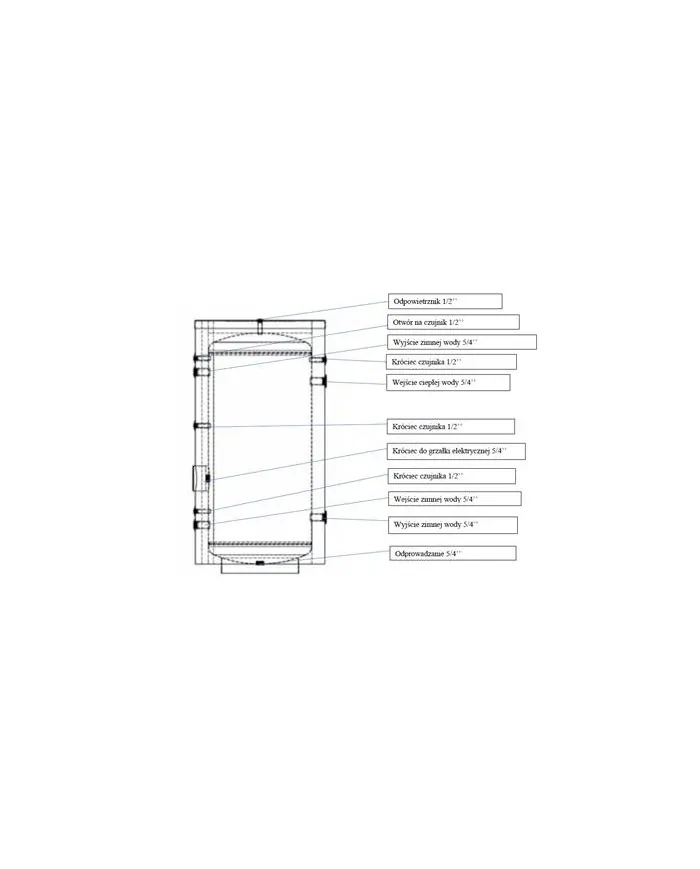 SOLIBUFFER Vertical Buffer Tank 130L without Coil for Heat Pump