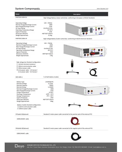 DEYE HV Control Unit BOS-G+BASE (HVB750V/100A-EU)
