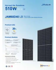JA Solar JAM60D40 Bifacial 500W LB Čierny Rám MC4 (N-Type)
