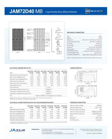 JA Solar JAM72D40-595W LB Bifacial (N-Type) Ezüst Keret