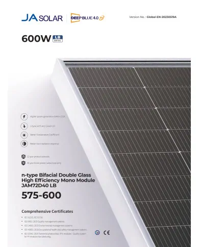 JA Solar JAM72D40-595W LB Bifacial (N-Type) Ezüst Keret