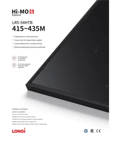 Longi Solar LR5-54HTB 435W (Hi-MO 6) Marco Negro