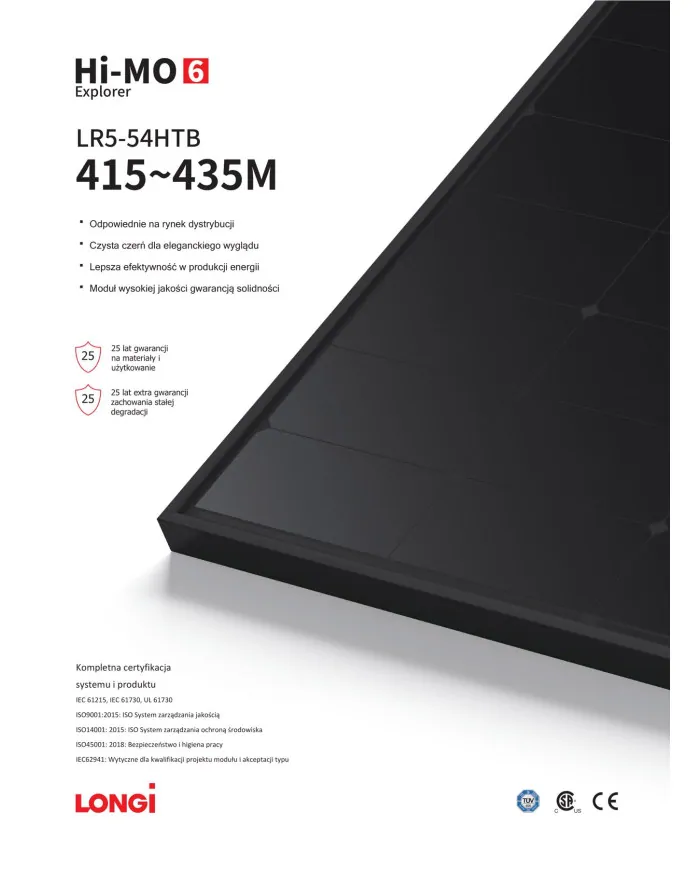 Longi Solar LR5-54HTB 435W (Hi-MO 6) Cornice Nera