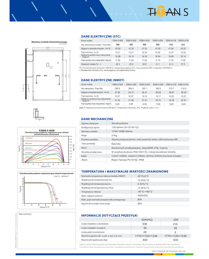 Risen RSM40-8-410M Half Cut 410W Crni Okvir