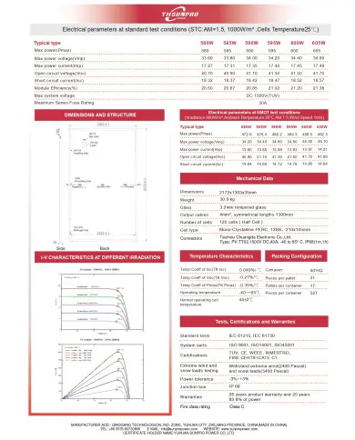 SUNPRO SP600-120M12 600W Fotovoltaický Panel Stříbrný Rám