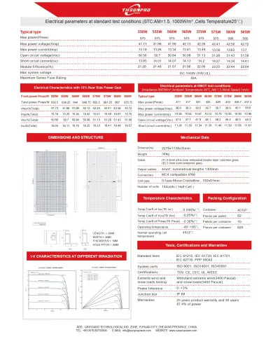 SUNPRO 580W N-Type Bifacial Marco Plateado
