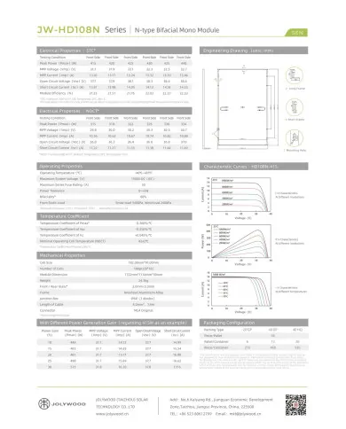 Jolywood JW-HD-108N-440W Bifacial Μαύρο Πλαίσιο (N-type)