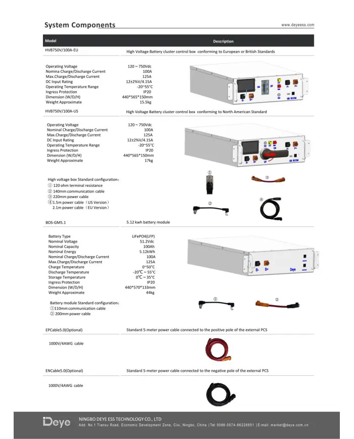 DEYE Řídicí Jednotka HV BOS-G+BASE (HVB750V/100A-EU)