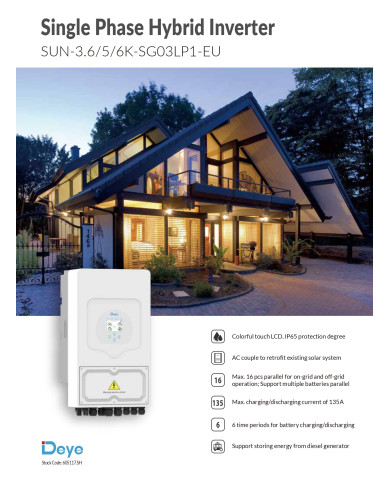 Deye SUN-6K-SG03LP1-EU 6kW Hübriidmuundur