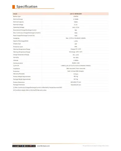 FelicityESS LUX-E-48100LG04 5,12kWh 51,2V (IP65)