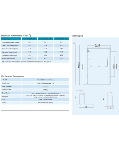 DAS Solar 410W Photovoltaikmodul Silber Rahmen