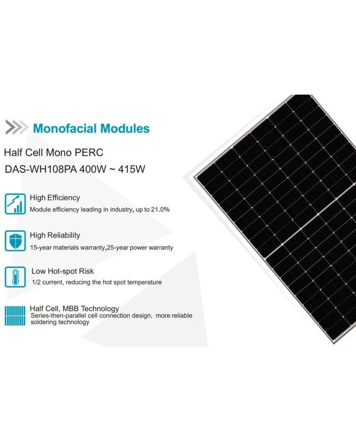 DAS Solar 410W Päikesepaneel Hõbedane Raam