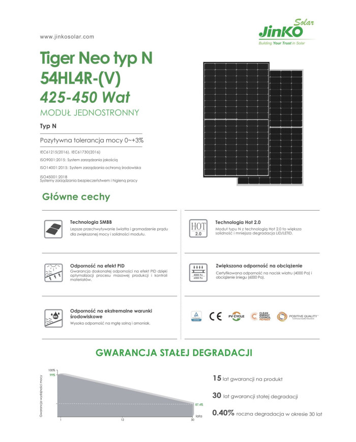 Jinko JKM445N-54HL4R-V Tiger Neo N-Type 445W juodas rėmas