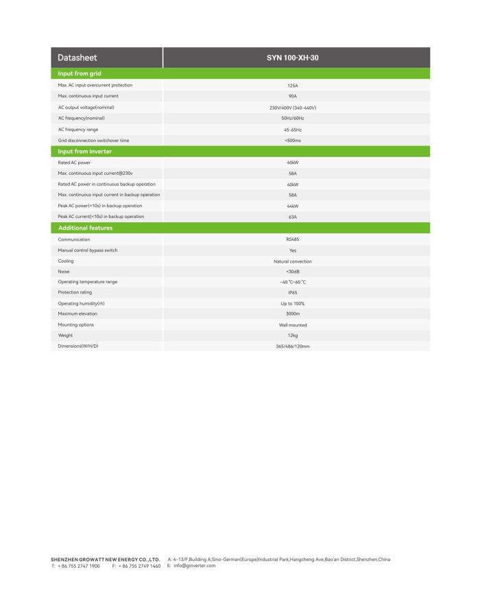 GROWATT SYN-100-XH-30 Boîte de Sauvegarde pour MID XH