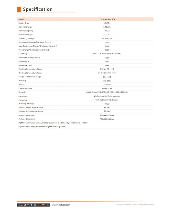 Felicitysolar LPBA48100-OL 5,12kWh 51,2V