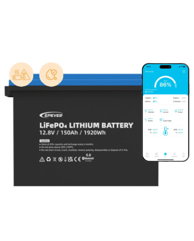 Epever LiFePO4 12.8V 150Ah IP65 s vyhřívací podložkou