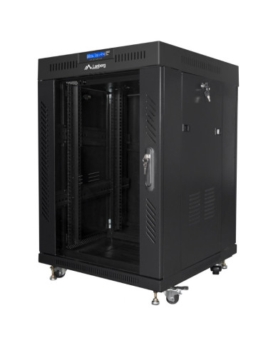 19" 15U 600x600 Noir Lanberg Rack Armoire FF01-6615-12BL V2 avec Thermostat