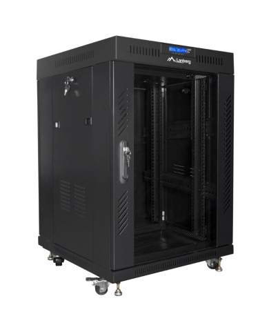 19" 15U 600x600 Sort Lanberg Rack Kabinet FF01-6615-12BL V2 med Termostat