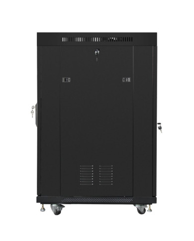 Lanberg Stehender Serverschrank 19" 22U 600x600mm Flat Pack FF01-6622-12BL V2 mit Thermostat