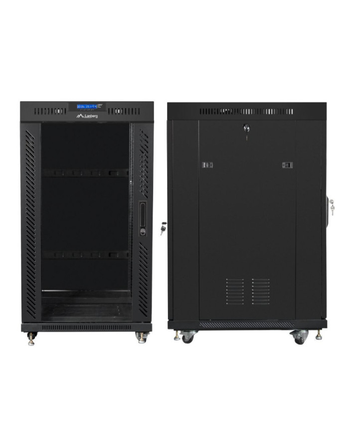 Lanberg Armoire Rack Serveur Debout 19" 22U 600x600mm Flat Pack FF01-6622-12BL V2 avec Thermostat