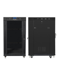 Lanberg Stående Server Rack Skåp 19" 22U 600x600mm Flat Pack FF01-6622-12BL V2 med Termostat