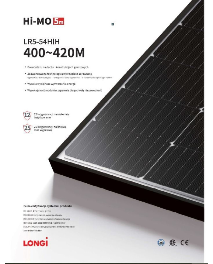 Panneau solaire Longi Solar LR5-54HIH-410M BF