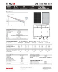 Panneau solaire Longi Solar LR5-54HIH-410M BF