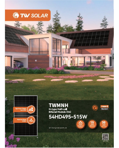 TW Solar TWMNH-54HD505 505W N-Type Bifacial Μαύρο Πλαίσιο