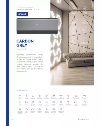 hyundai luftkonditionering carbon grey 2,6kw hrp-m09cgi + hrp-m09cgo