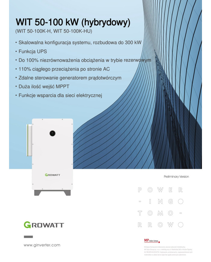 Growatt WIT-63K-HU 63 kW Hybridní Měnič