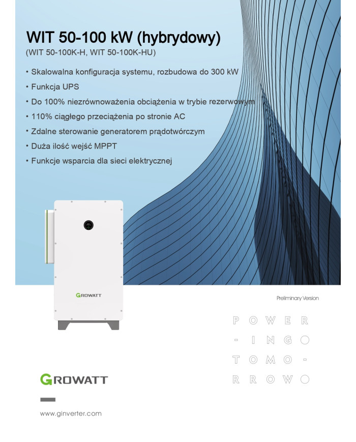 Growatt WIT-63K-HU 63 kW Hybridní Měnič