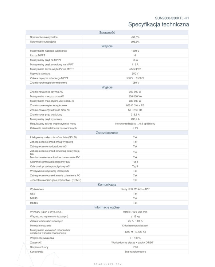 Huawei SUN2000-330KTL-H1 - Měnič 330kW | Velkoobchod