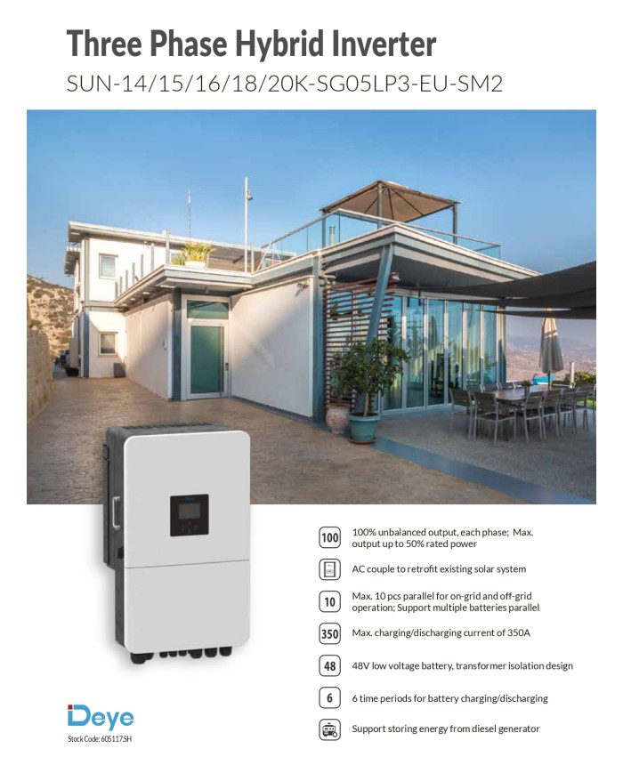 Deye SUN-15K-SG05LP3-EU 15 kW Hübriidmuundur