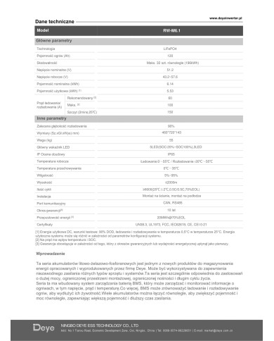 Deye RW-M6.1-B 6.14kWh LiFePO4 Baterija