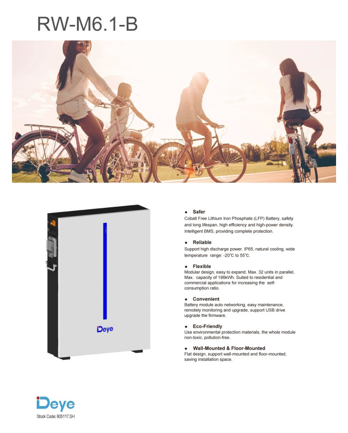 Deye RW-M6.1-B 6.14kWh LiFePO4 Batteri