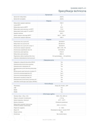 Huawei SUN2000-330KTL-H1 - Razsmernik 330kW | Veleprodaja