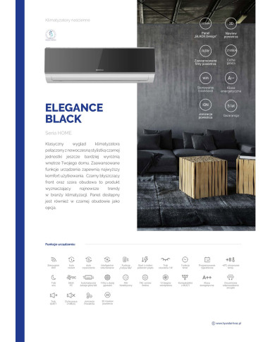 HYUNDAI Vægmonteret AC 7,0kW ELEGANCE BLACK