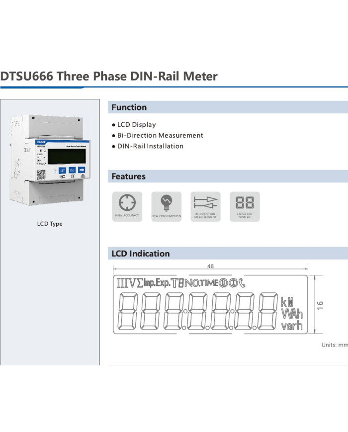 Chint DTSU666 Energy Meter - Three-Phase, Bidirectional