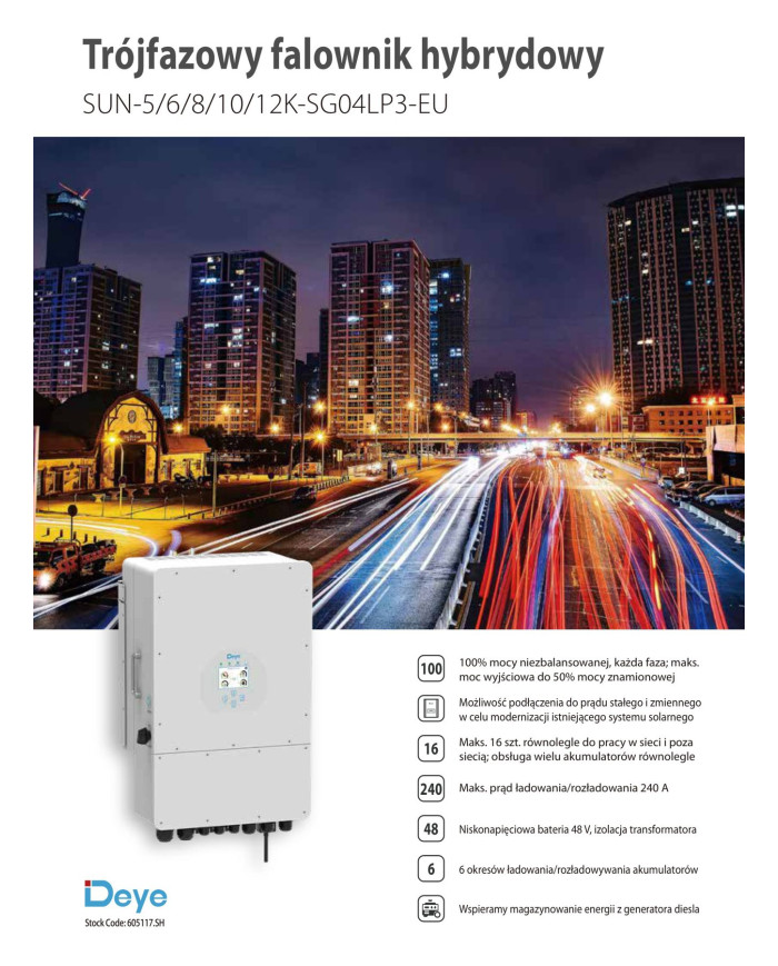 Deye SUN-12K-SG04LP3-EU 12kW Inversor Híbrido Trifásico