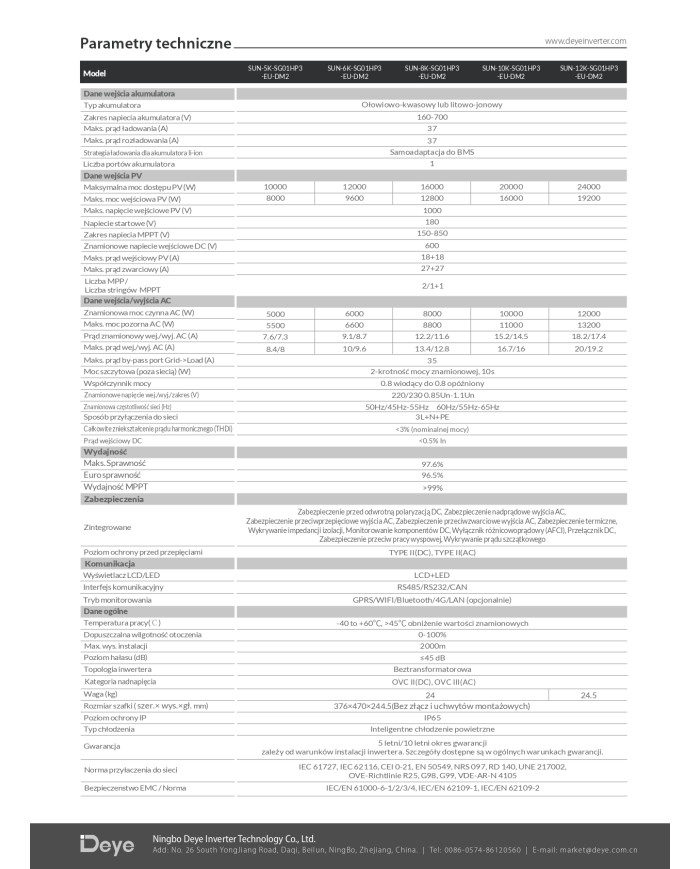 DEYE SUN-10kW-SG01HP3-EU-AM2 10kW Hybridinvertteri